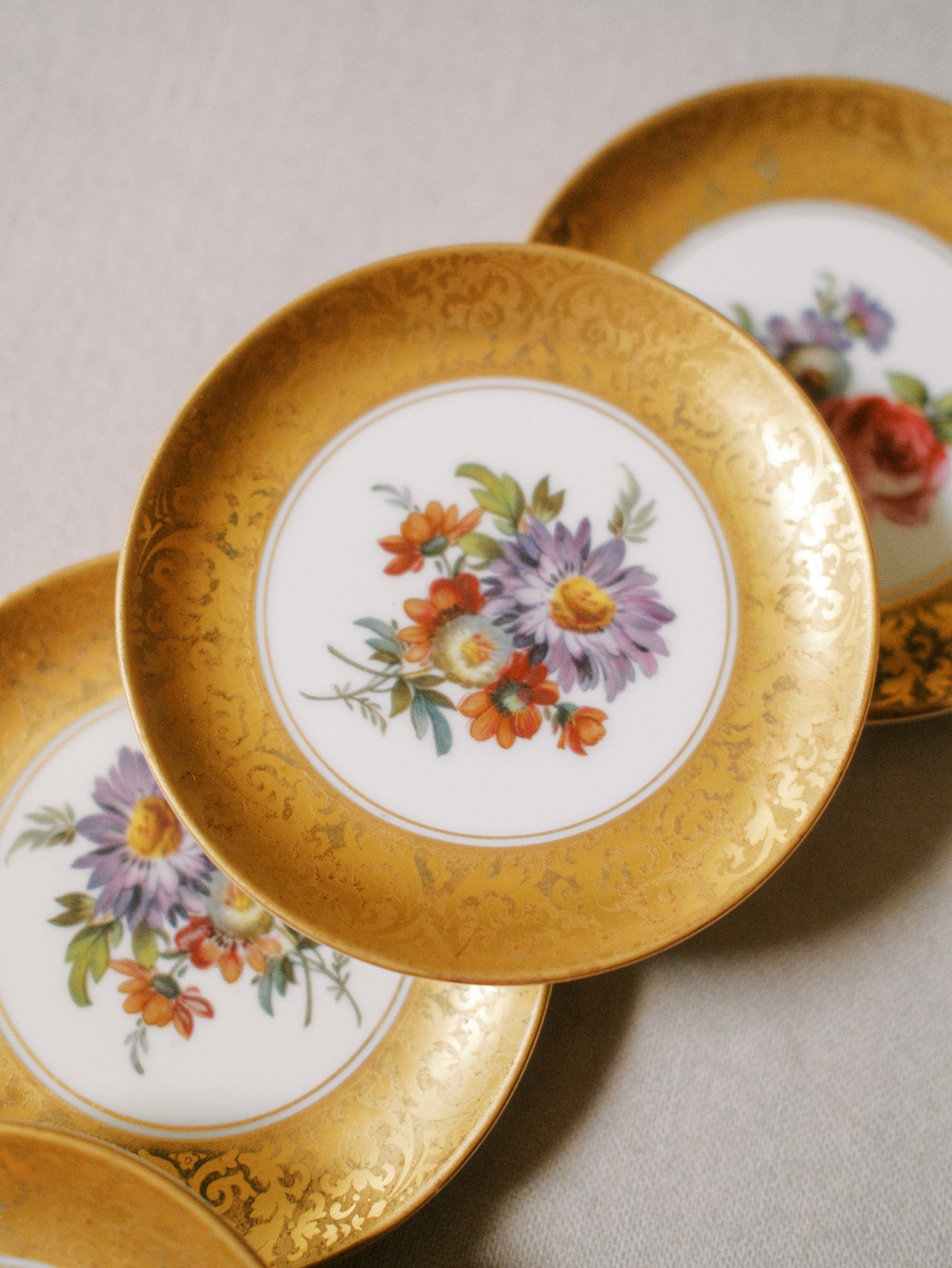 Gilded Floral Dishes