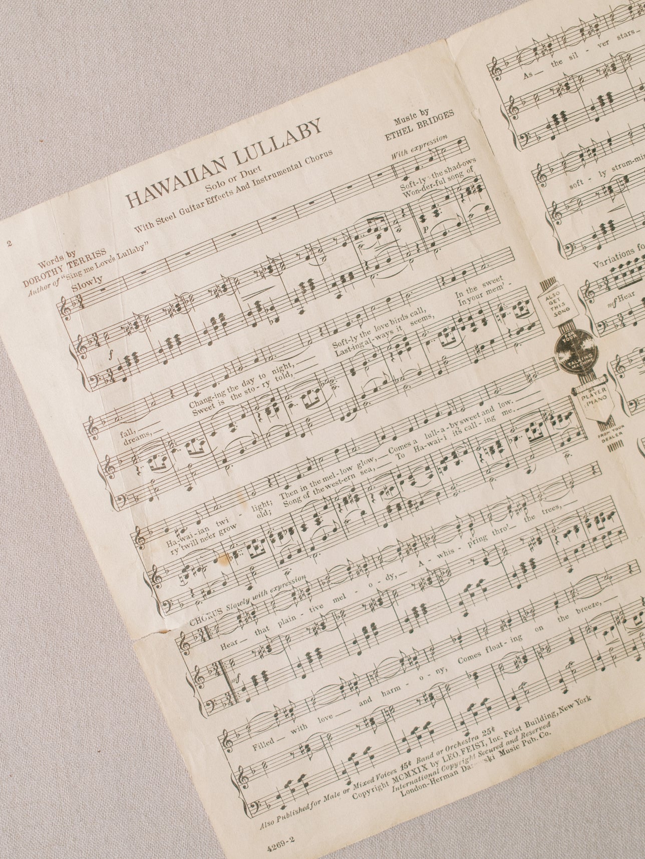 Hawaiian Lullaby Sheet Music