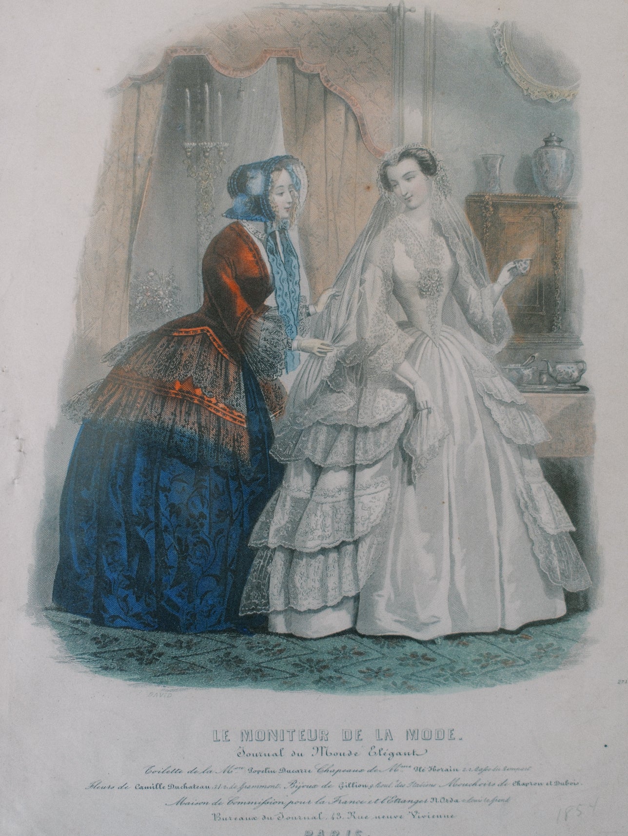 1854 Bridal Print from Le Moniteur de la Mode