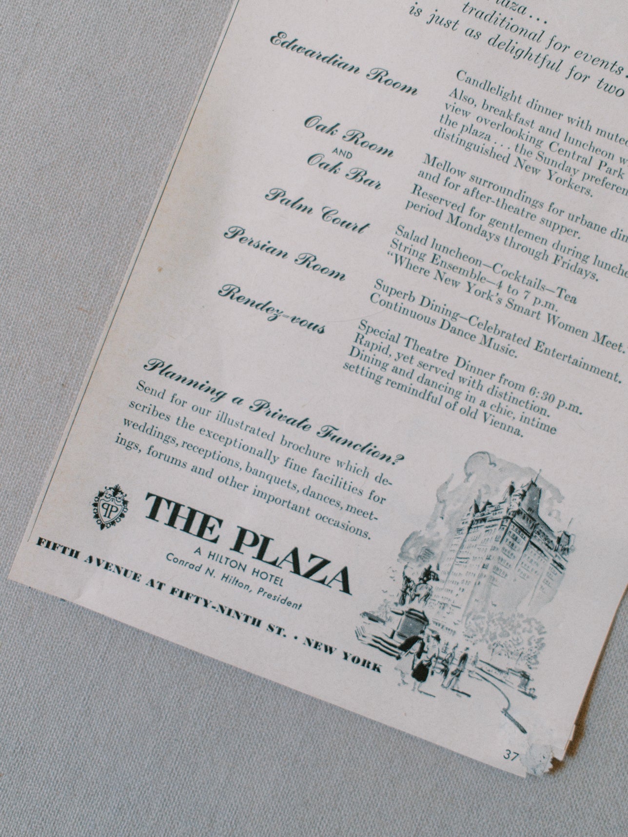 The Plaza Restaurant Advertisement