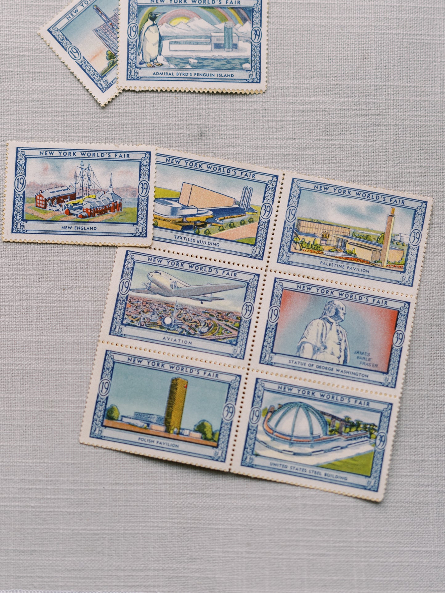 Set of 3 - NYC 1939 Worlds Fair Stamps