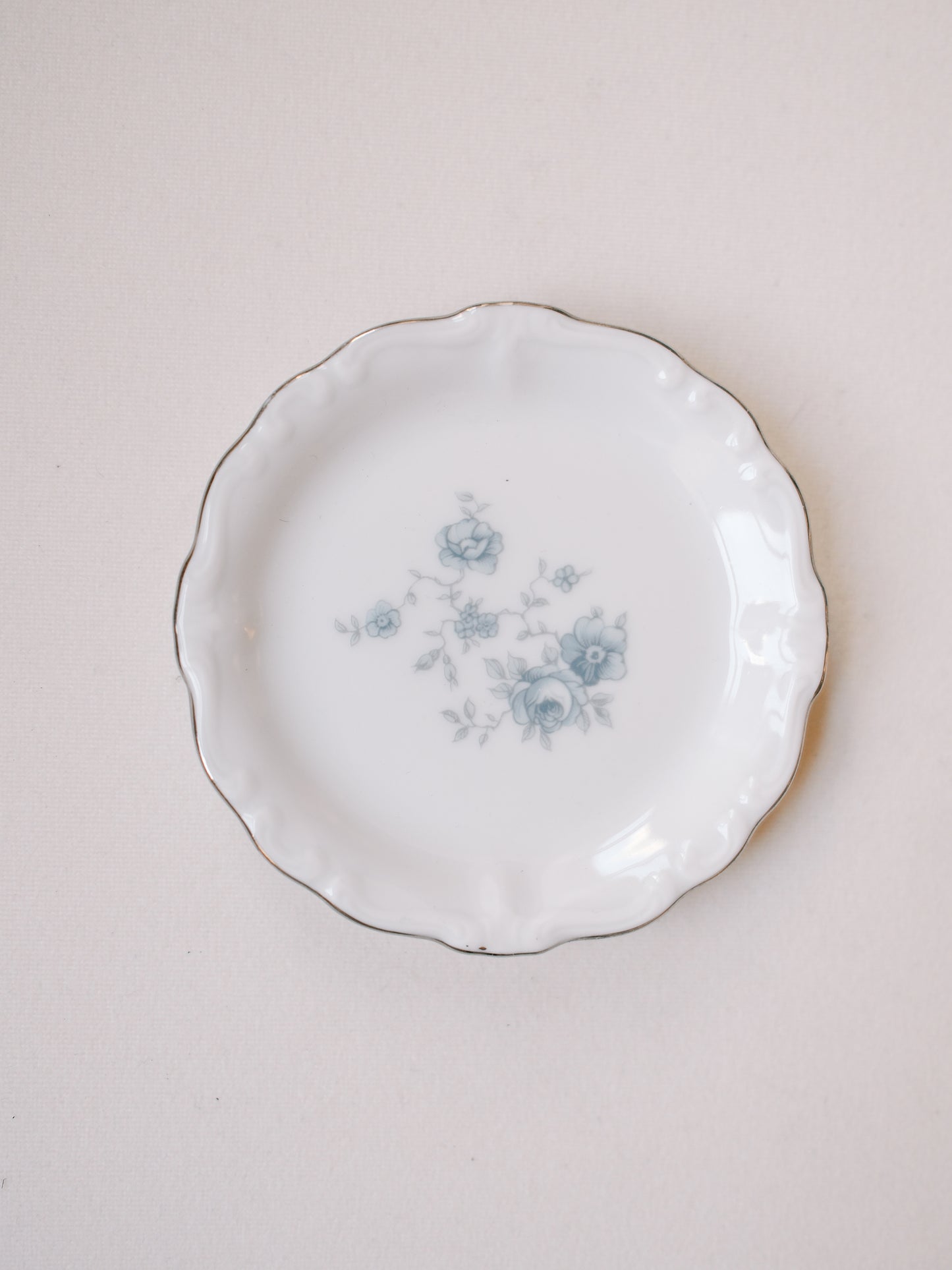 Blue and Silver Floral Dish