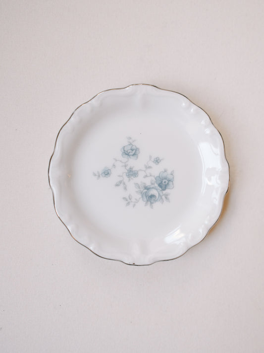 Blue and Silver Floral Dish