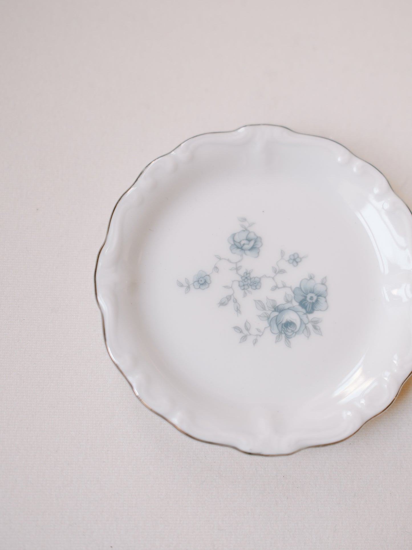 Blue and Silver Floral Dish