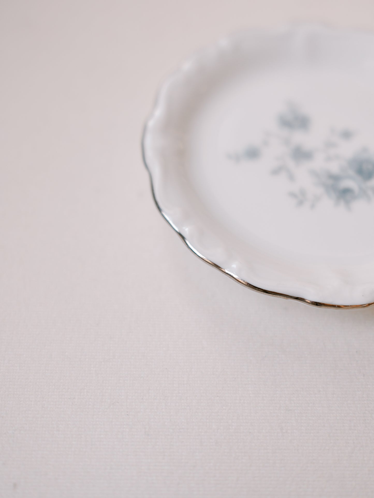 Blue and Silver Floral Dish