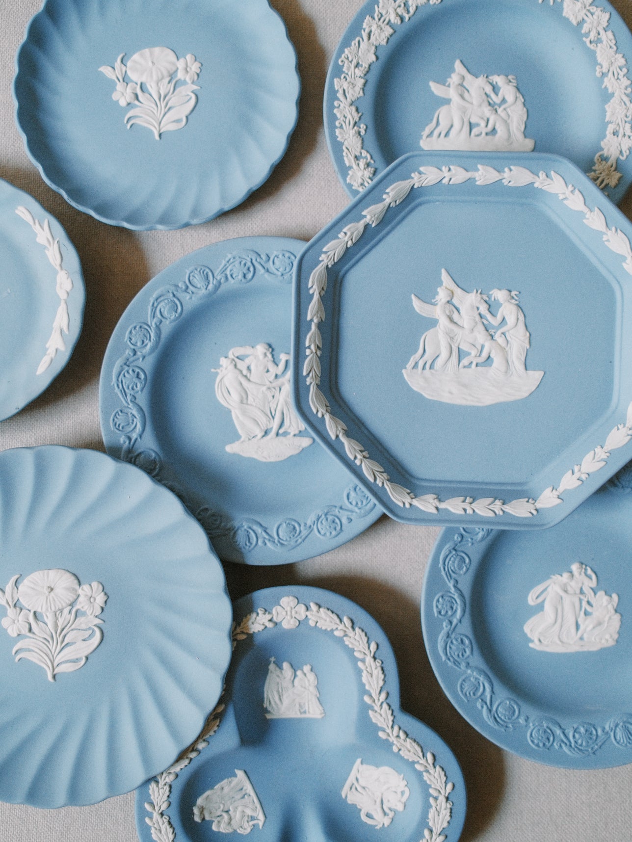 Assorted Blue and White Wedgwood Plates