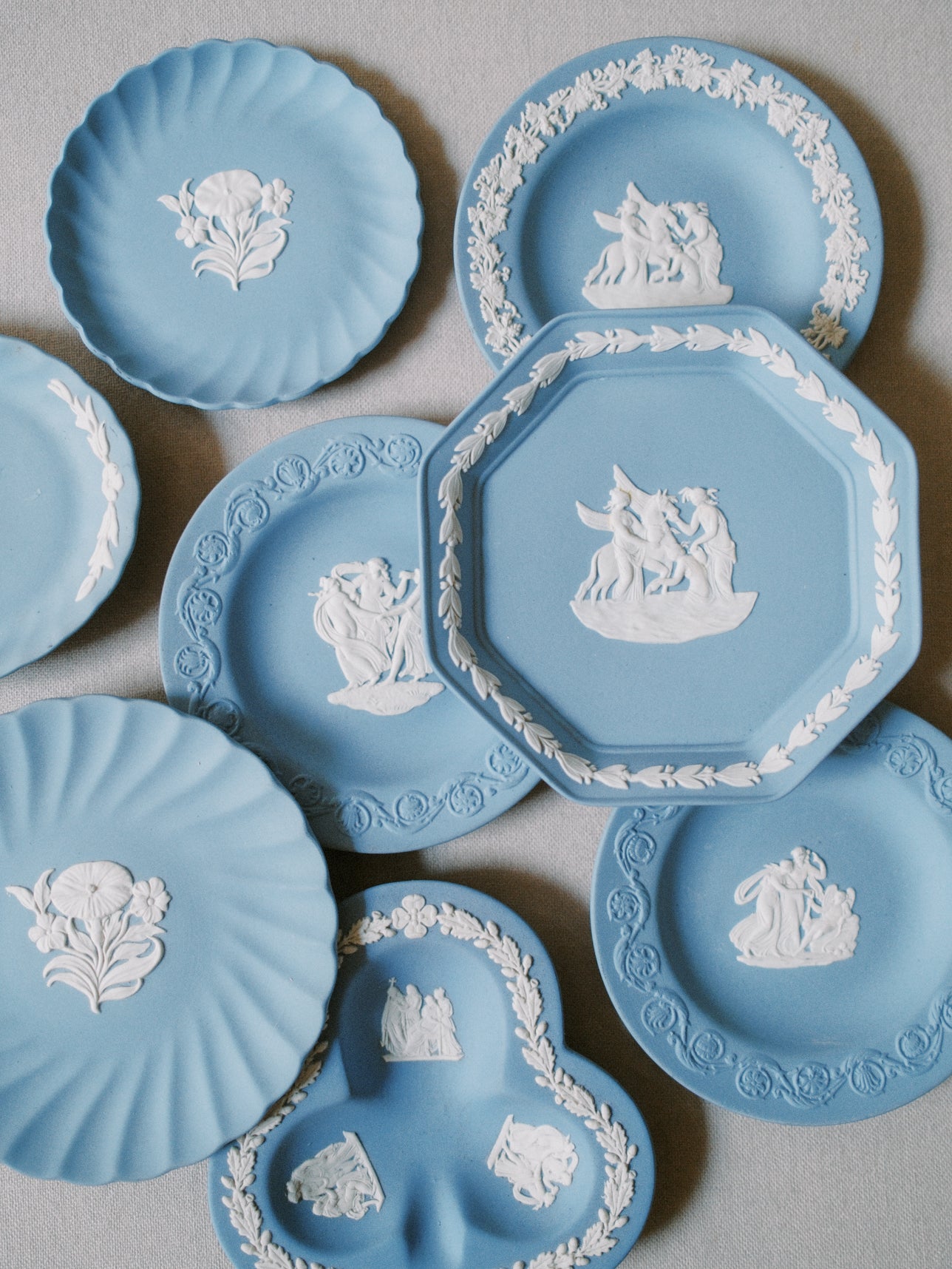 Assorted Blue and White Wedgwood Plates