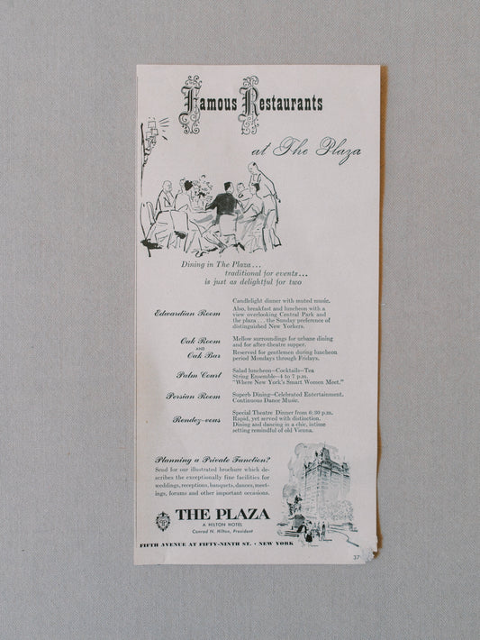 The Plaza Restaurant Advertisement
