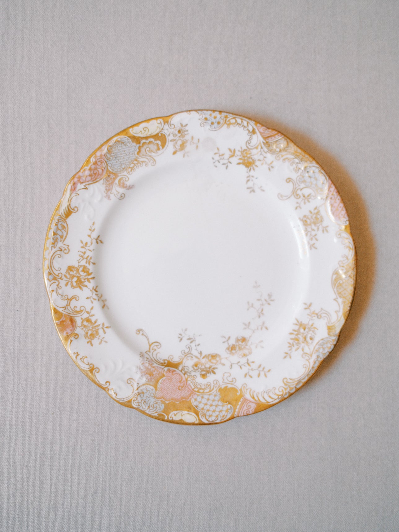 German Pastel Pink and Gold Dish