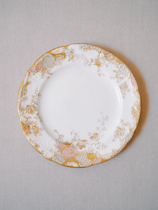 German Pastel Pink and Gold Dish