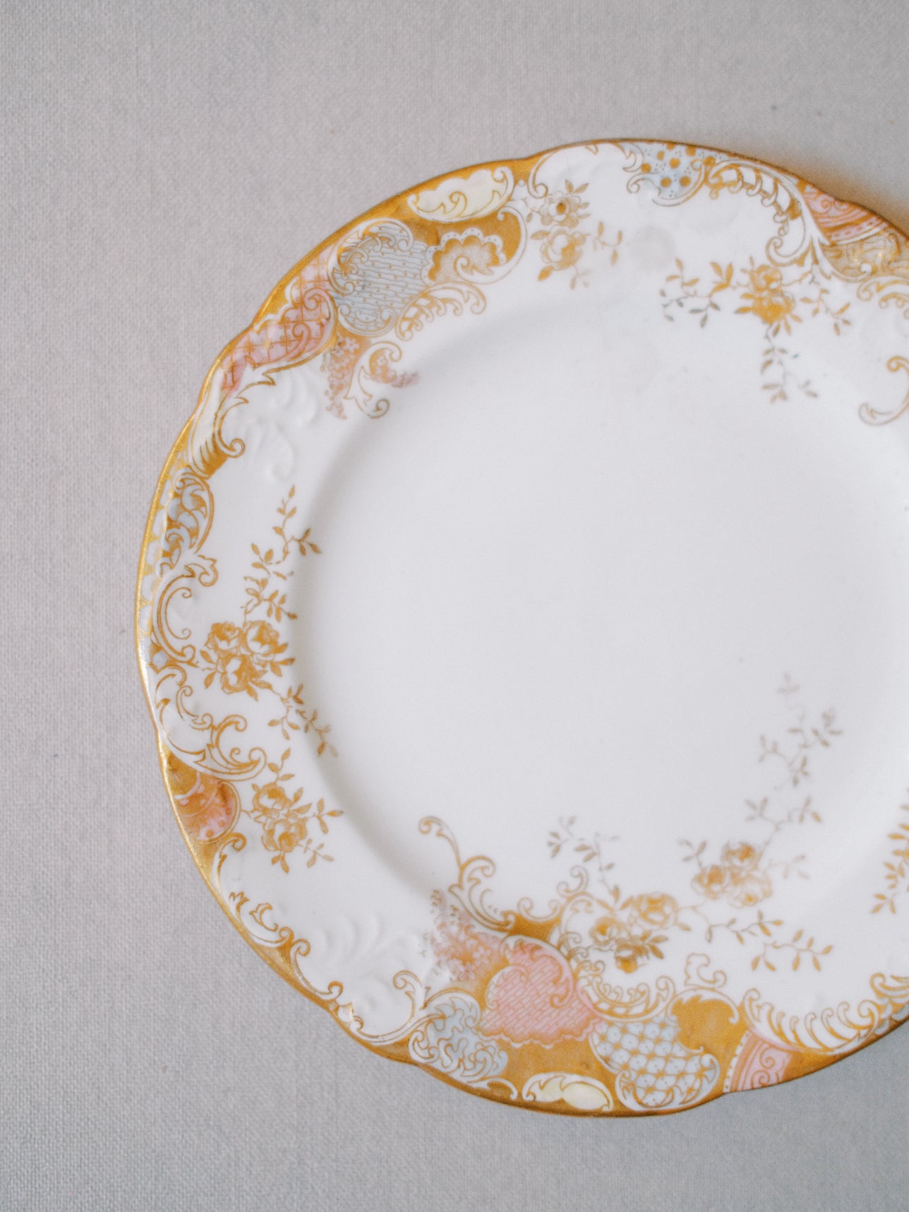 German Pastel Pink and Gold Dish