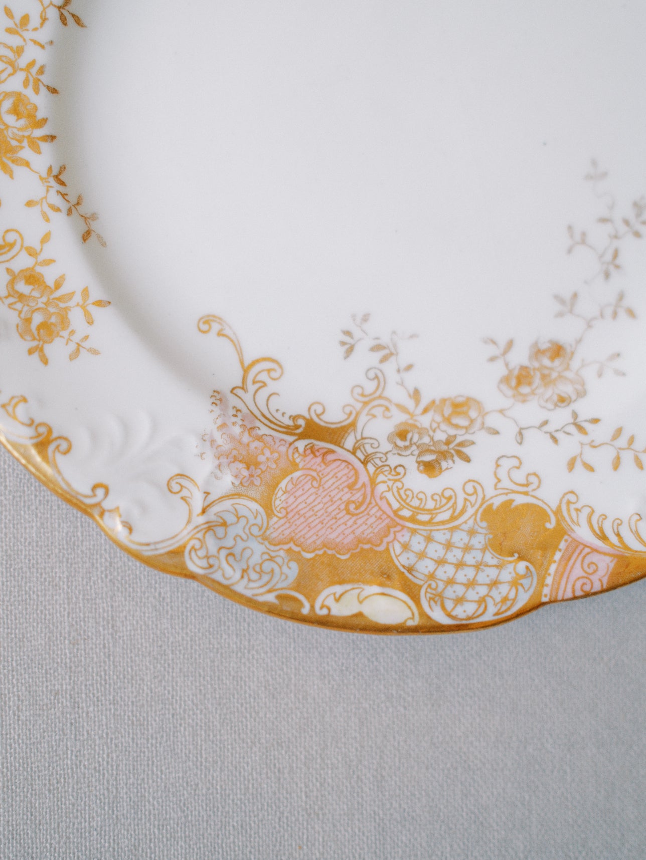 German Pastel Pink and Gold Dish